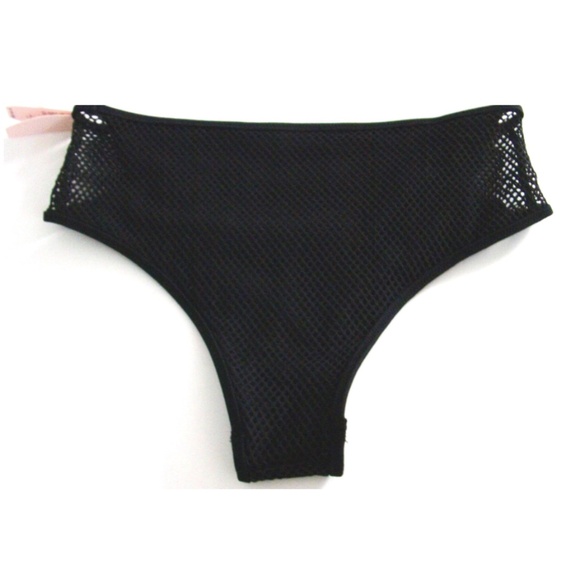 Victoria's Secret Black Mesh Fishnet High Waist Swim Bikini Botttom Small S - Picture 2 of 3